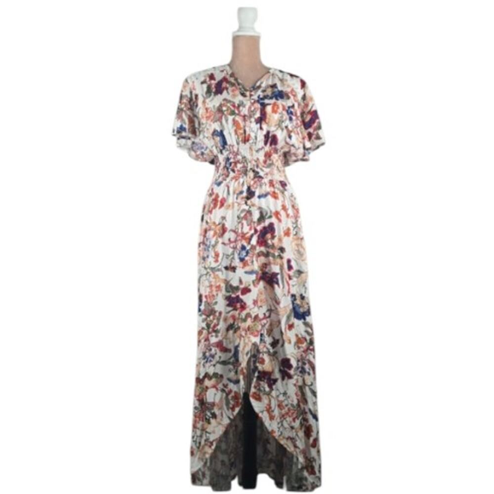 ELF Del Sol High Low Dress Made By Hand Floral Midi Boho Size XL - FLAW